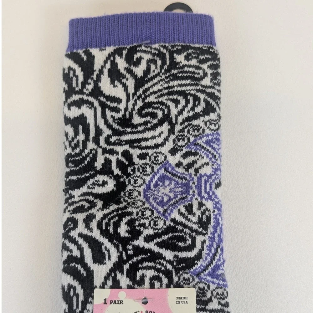 Justin Keep It Gypsy Ladies Over The Calf Boot Socks 3-Tone Paisley Purple Cross